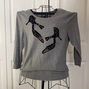 Cute Gray Sweater with Black High Heels